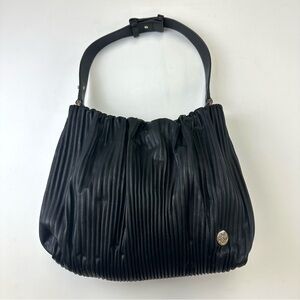 Vince Camuto black pleated handbag Karli top wide slider shoulder bag